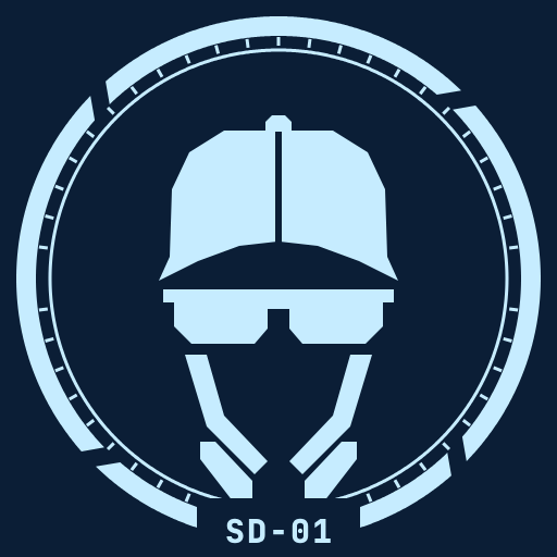 Operator insignia of Brian in a cap and glasses, marked SD-01